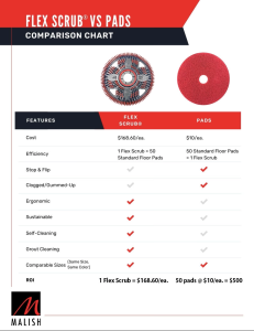 Flex Scrub vs Pads comparison chart