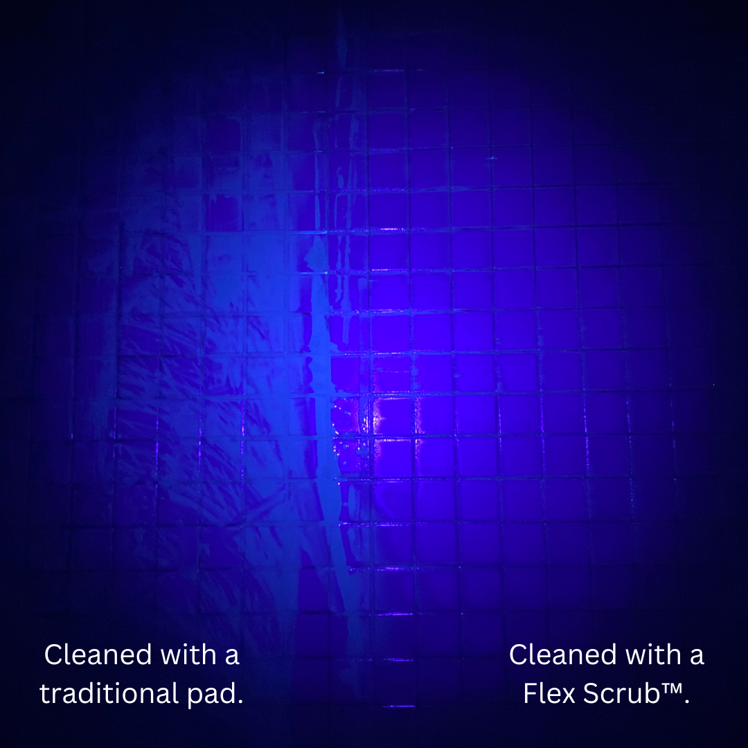 Flex scrub vs Traditional pad under black light