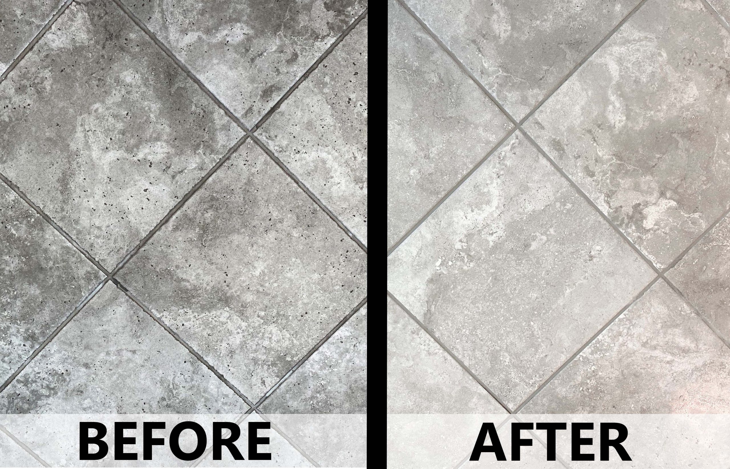 Flex Scrub on tile before and after