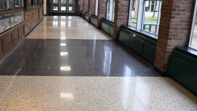 Polished terrazzo hallway with Diamond Devil Polishing Tools