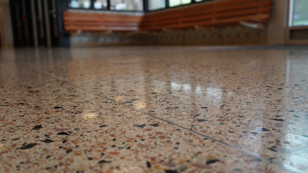 Colorful terrazzo floor that's bright and shiny