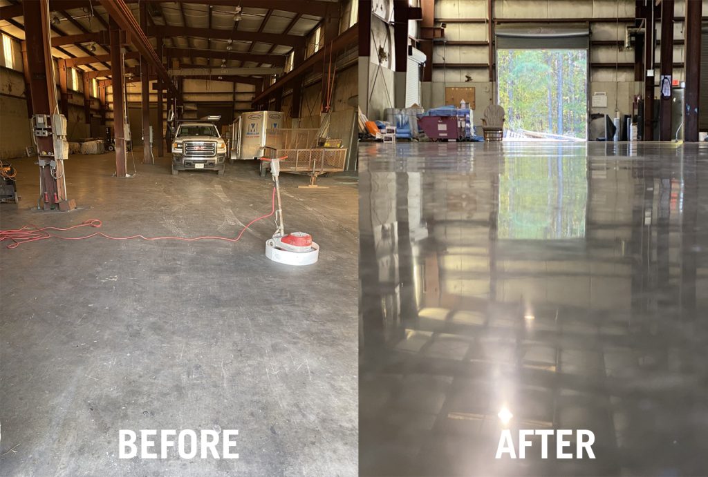 Polished Concrete before and after